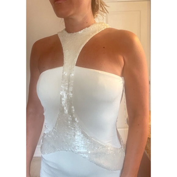 Jovani White Gown with Sequins - Picture 3 of 6